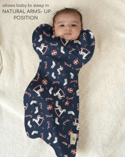 Cocoon Care Blue Noel Baby Sleeping Bag/Pod-Bamboo Cotton-With 2 Way Zipper-Newborn Bed