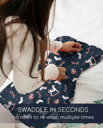 Cocoon Care Blue Noel Baby Sleeping Bag/Pod-Bamboo Cotton-With 2 Way Zipper-Newborn Bed