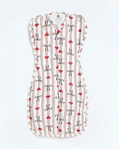 Cocoon Care Bow Heart Baby Sleeping Bag/Pod-Bamboo Cotton-With 2 Way Zipper-Newborn Bed