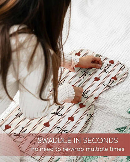 Cocoon Care Bow Heart Baby Sleeping Bag/Pod-Bamboo Cotton-With 2 Way Zipper-Newborn Bed