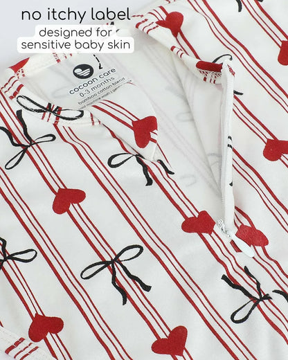 Cocoon Care Bow Heart Baby Sleeping Bag/Pod-Bamboo Cotton-With 2 Way Zipper-Newborn Bed