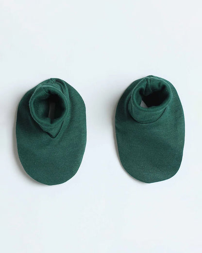 Cocoon Care Bottle Green Caps, Booties & Mittens Set-Solid-Bamboo-For Infants