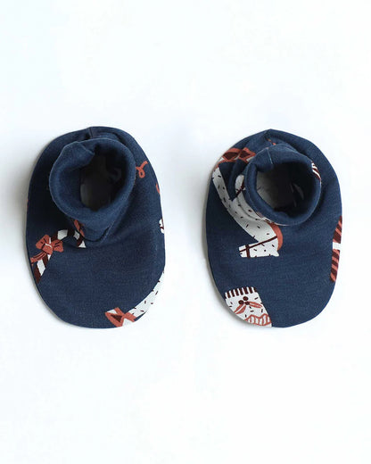 Cocoon Care Navy Blue Caps, Booties & Mittens Set-Blue Noel-Bamboo-For Infants