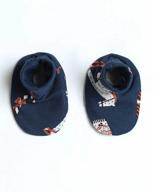 Cocoon Care Navy Blue Caps, Booties & Mittens Set-Blue Noel-Bamboo-For Infants