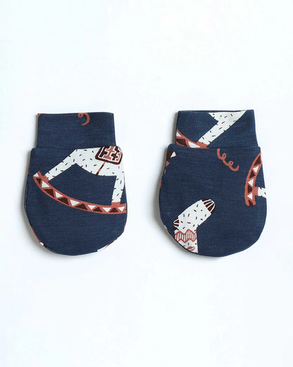 Cocoon Care Navy Blue Caps, Booties & Mittens Set-Blue Noel-Bamboo-For Infants