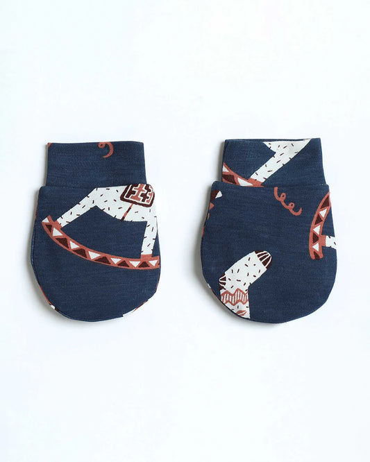 Cocoon Care Navy Blue Caps, Booties & Mittens Set-Blue Noel-Bamboo-For Infants