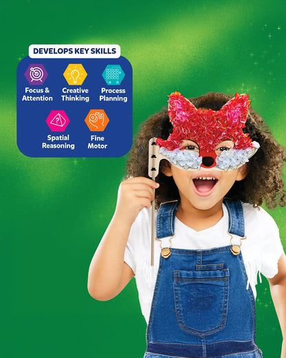 Skillmatics Poke In Art Animal Masks-Art & Craft Kit-Includes 4 Foam Animal Masks-Mess Free Art-4Y+