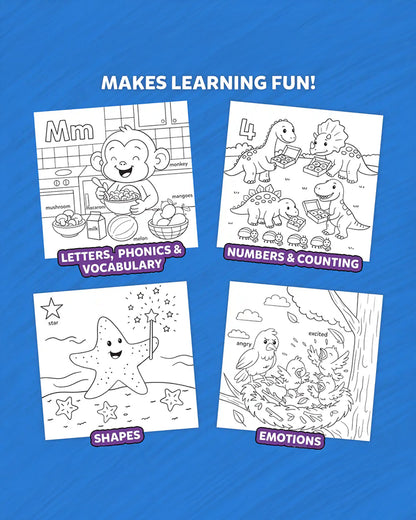 Skillmatics Color And Learn-Colouring Book-Art & Craft Kit-Include 50 Pages-Animals At Play-36M+