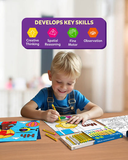 Skillmatics Color And Learn-Colouring Book-Art & Craft Kit-Include 50 Pages-Animals At Play-36M+