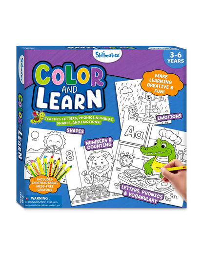Skillmatics Color And Learn-Colouring Book-Art & Craft Kit-Include 50 Pages-Animals At Play-36M+