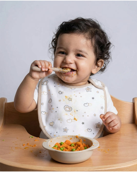 Twingle 100% Organic Cotton Round Bib-Snap Button-Adjustable Size-Tag-Free Comfort-White-Hearts & Stars-Pack of 2-For Newborn