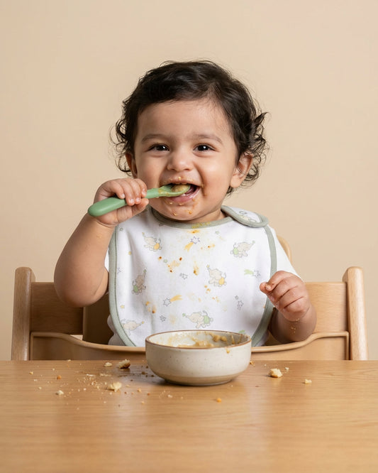 Twingle 100% Organic Cotton Round Bib-Snap Button-Adjustable Size-Tag-Free Comfort-White-Elephant Print-Pack of 2-For Newborn