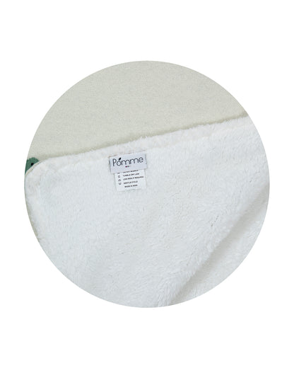 Pomme Dinosaur Family Knitted Ultra Soft Sherpa Blanket-100% Cotton-White-For Infants
