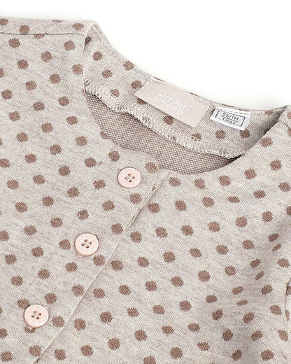 Chicco Beige Winterwear Dress-Polka Dots-Viscose-For Infants