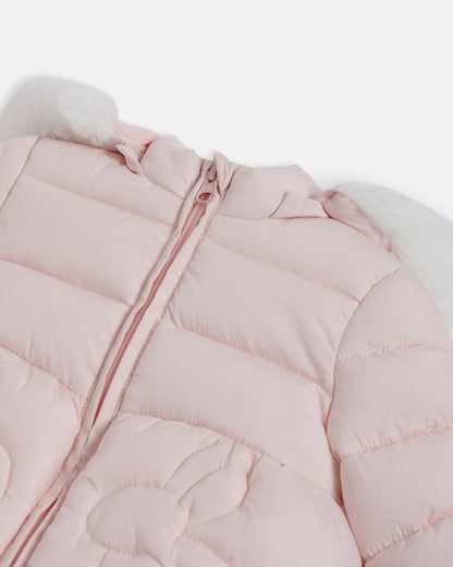 Chicco Light Pink Padded Winterwear Jacket-Solid-Polyester-For Infants