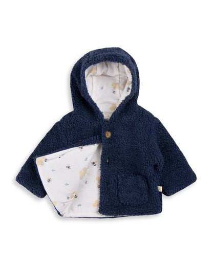 Tiny Twig Navy Blue Winter Wear Hoodie-Solid-Jersey-For Infants