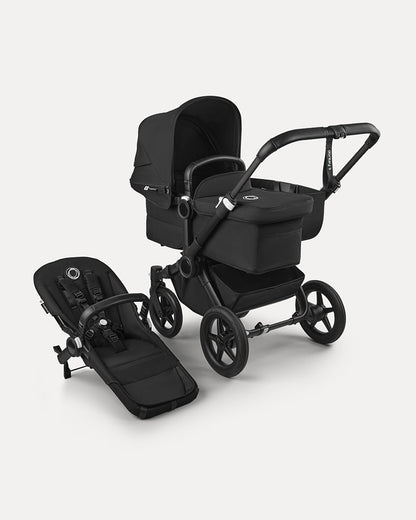 Bugaboo Donkey 5 Mono Stroller & Carry Cot Travel System-Converts From Single To Double in Three Clicks-With Side Luggage Basket-For 0 to 4Y (Upto 22 Kg)-Midnight Black