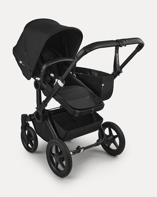 Bugaboo Donkey 5 Mono Stroller & Carry Cot Travel System-Converts From Single To Double in Three Clicks-With Side Luggage Basket-For 0 to 4Y (Upto 22 Kg)-Midnight Black