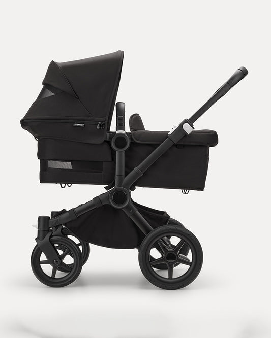 Bugaboo Donkey 5 Mono Stroller & Carry Cot Travel System-Converts From Single To Double in Three Clicks-With Side Luggage Basket-For 0 to 4Y (Upto 22 Kg)-Midnight Black