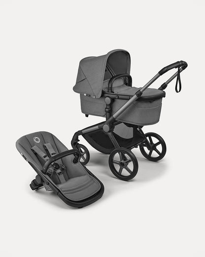 Bugaboo Fox 5 Renew Stroller-Convertible 2 in 1 Seat With Carry Cot Mode-Height Adjustable Parent Handle Bar-Reversible & Flat Reclining Seat-One Hand Fold-All Terrain Wheels-2 Year Warranty-For 0 to 4Y (Upto 22 Kg)-Moon Grey