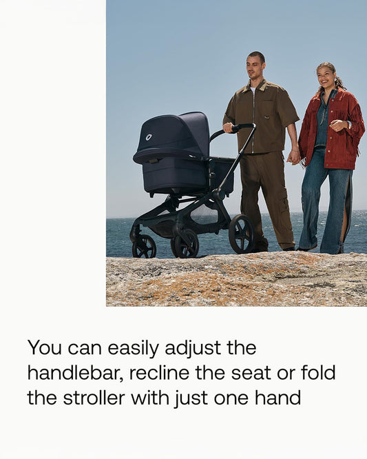 Bugaboo Fox 5 Renew Stroller-Convertible 2 in 1 Seat With Carry Cot Mode-Height Adjustable Parent Handle Bar-Reversible & Flat Reclining Seat-One Hand Fold-All Terrain Wheels-2 Year Warranty-For 0 to 4Y (Upto 22 Kg)-Heritage Black