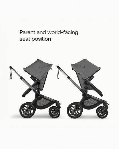 Bugaboo Fox 5 Renew Stroller-Convertible 2 in 1 Seat With Carry Cot Mode-Height Adjustable Parent Handle Bar-Reversible & Flat Reclining Seat-One Hand Fold-All Terrain Wheels-2 Year Warranty-For 0 to 4Y (Upto 22 Kg)-Moon Grey