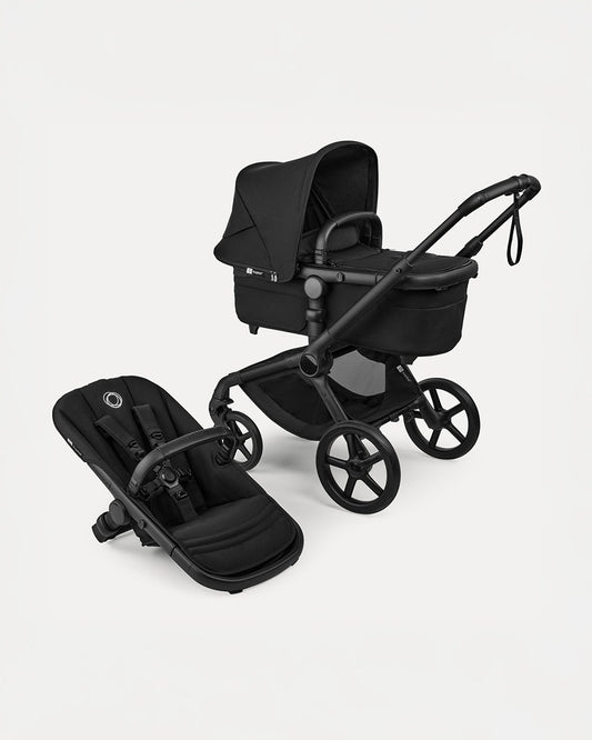 Bugaboo Fox 5 Renew Stroller-Convertible 2 in 1 Seat With Carry Cot Mode-Height Adjustable Parent Handle Bar-Reversible & Flat Reclining Seat-One Hand Fold-All Terrain Wheels-2 Year Warranty-For 0 to 4Y (Upto 22 Kg)-Heritage Black