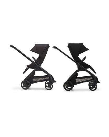 Bugaboo Dragonfly Lightweight Stroller-Unique & Patented One Hand Fold-Reversible & Flat Reclining Seat-Height Adjustable Parent Handle Bar-Travel System Compatible-Extra Large Storage Basket With Removable Bag-2 Years Warranty-For 0 to 4Y-Midnight Black