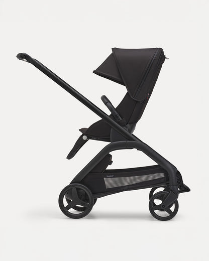 Bugaboo Dragonfly Lightweight Stroller-Unique & Patented One Hand Fold-Reversible & Flat Reclining Seat-Height Adjustable Parent Handle Bar-Travel System Compatible-Extra Large Storage Basket With Removable Bag-2 Years Warranty-For 0 to 4Y-Midnight Black
