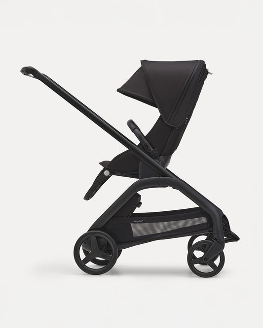Bugaboo Dragonfly Lightweight Stroller-Unique & Patented One Hand Fold-Reversible & Flat Reclining Seat-Height Adjustable Parent Handle Bar-Travel System Compatible-Extra Large Storage Basket With Removable Bag-2 Years Warranty-For 0 to 4Y-Midnight Black
