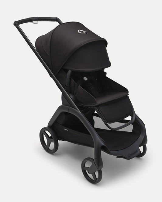 Bugaboo Dragonfly Lightweight Stroller-Unique & Patented One Hand Fold-Reversible & Flat Reclining Seat-Height Adjustable Parent Handle Bar-Travel System Compatible-Extra Large Storage Basket With Removable Bag-2 Years Warranty-For 0 to 4Y-Midnight Black