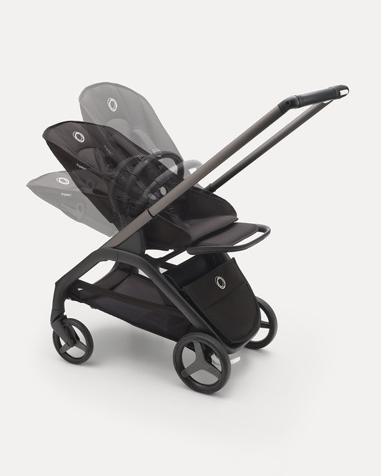 Bugaboo Dragonfly Lightweight Stroller-Unique & Patented One Hand Fold-Reversible & Flat Reclining Seat-Height Adjustable Parent Handle Bar-Travel System Compatible-Extra Large Storage Basket With Removable Bag-2 Years Warranty-For 0 to 4Y-Midnight Black