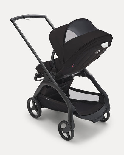 Bugaboo Dragonfly Lightweight Stroller-Unique & Patented One Hand Fold-Reversible & Flat Reclining Seat-Height Adjustable Parent Handle Bar-Travel System Compatible-Extra Large Storage Basket With Removable Bag-2 Years Warranty-For 0 to 4Y-Midnight Black