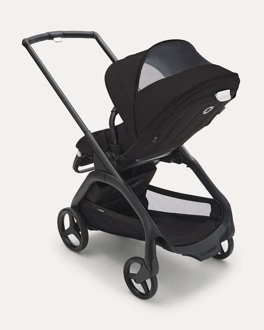 Bugaboo Dragonfly Lightweight Stroller-Unique & Patented One Hand Fold-Reversible & Flat Reclining Seat-Height Adjustable Parent Handle Bar-Travel System Compatible-Extra Large Storage Basket With Removable Bag-2 Years Warranty-For 0 to 4Y-Midnight Black