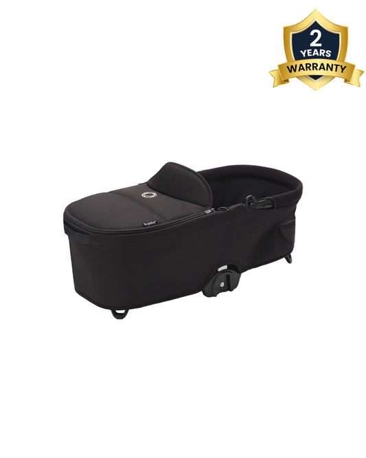 Bugaboo Dragonfly Baby Carry Cot-Folds With The Stroller-No Adapters Required-With Peek a Boo Window-Extendable & UPF 50+ Canopy-For 0 to 6M (Upto 9 Kg)-Midnight Black