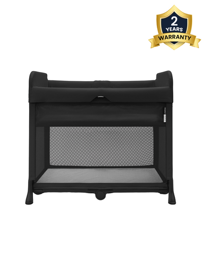 Bugaboo Stardust Travel Cot & Playard-Easy Unfold in One Second-With Zip In Bassinet, Mattress & Travel Bag-2 Year Warranty-For 0 to 2Y (Upto 15 Kg)-Black