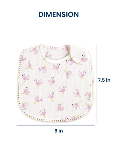 Polka Tots 100% Soft Muslin Cotton Bib With Lace Border-Two Push Buttons-Pack of 3-Pastel-For Infants