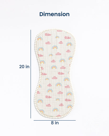 Polka Tots 100% Soft Muslin Cotton Burp Cloth With Lace Border-Pack of 3-Pastel-For Infants