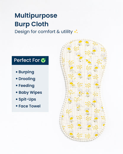 Polka Tots 100% Soft Muslin Cotton Burp Cloth With Lace Border-Pack of 3-Multicolor-For Infants