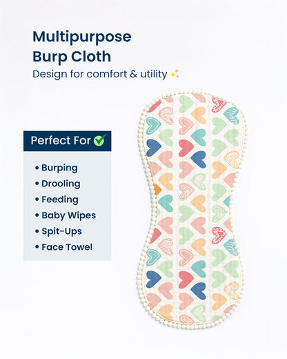 Polka Tots 100% Soft Muslin Cotton Burp Cloth With Lace Border-Pack of 3-Bright-For Infants