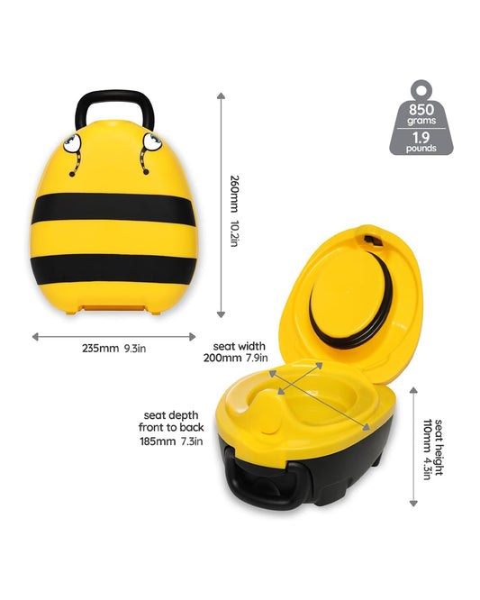 My Carry Potty Bumblebee Portable Potty Chair-With Water Tight Seal-Extra Tall Splash Guard & Non Slip Feet-15M+