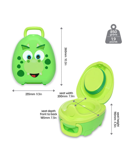 My Carry Potty Dinosaur Portable Potty Chair-With Water Tight Seal-Extra Tall Splash Guard & Non Slip Feet-15M+