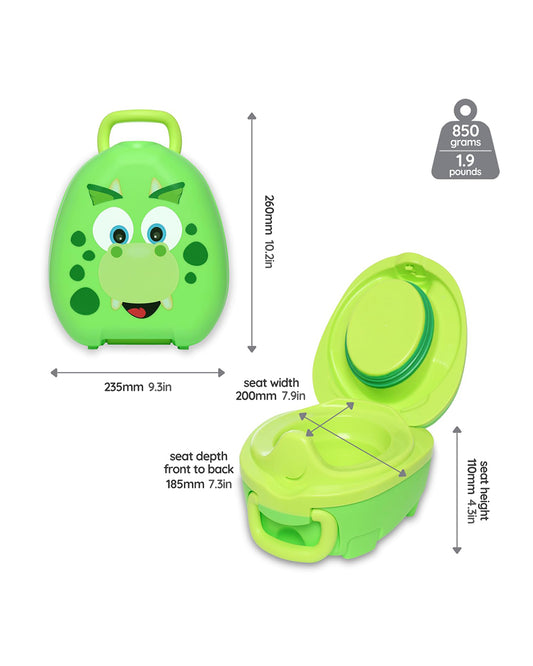 My Carry Potty Dinosaur Portable Potty Chair-With Water Tight Seal-Extra Tall Splash Guard & Non Slip Feet-15M+