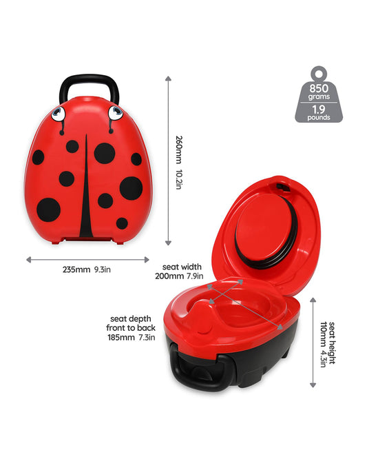 My Carry Potty Ladybird Portable Potty Chair-With Water Tight Seal-Extra Tall Splash Guard & Non Slip Feet-15M+