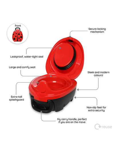 My Carry Potty Ladybird Portable Potty Chair-With Water Tight Seal-Extra Tall Splash Guard & Non Slip Feet-15M+