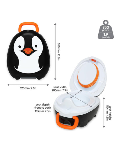 My Carry Potty Penguin Portable Potty Chair-With Water Tight Seal-Extra Tall Splash Guard & Non Slip Feet-15M+