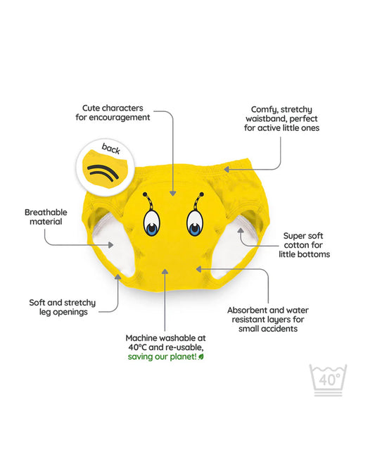 My Carry Potty Bumblebee My Little Training Pants-With Comfortable & Strechtable Waistband-3 Layer Absorbency & Super Soft Cotton-Pack of 3