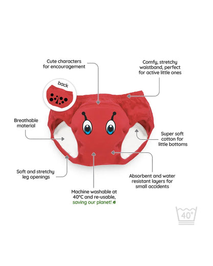 My Carry Potty Ladybird My Little Training Pants-With Comfortable & Strechtable Waistband-3 Layer Absorbency & Super Soft Cotton-Pack of 3