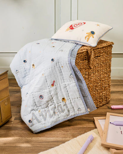 FA Home Quilted Baby Blanket & Pillow Set-Cosmic Explorer-100% Cotton-For Infants