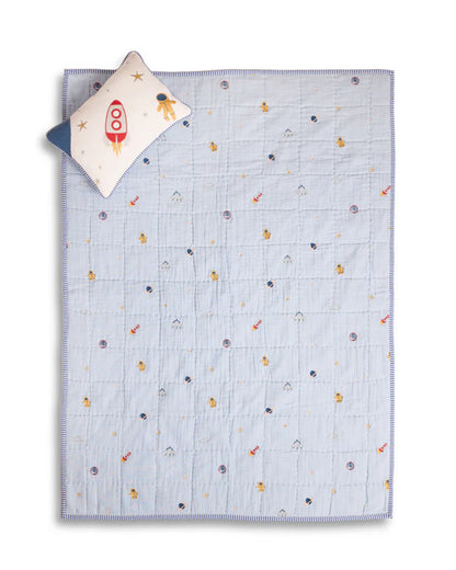 FA Home Quilted Baby Blanket & Pillow Set-Cosmic Explorer-100% Cotton-For Infants